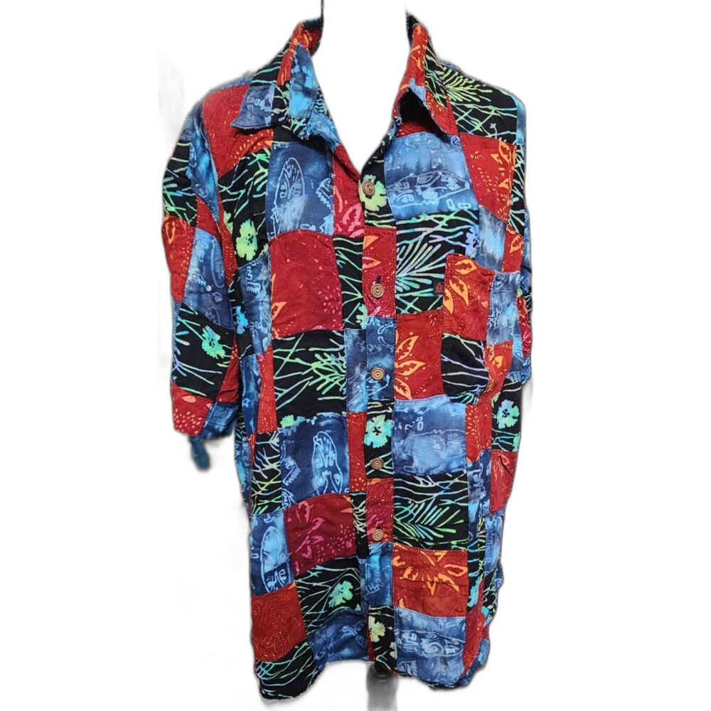 Mad Gringo Mens SS Button Front Casual Rayon Shirt Size XL